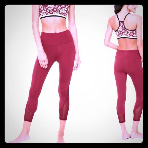 KATE SPADE Deep Garnet Micro Mesh Legging-XS - Picture 1 of 5